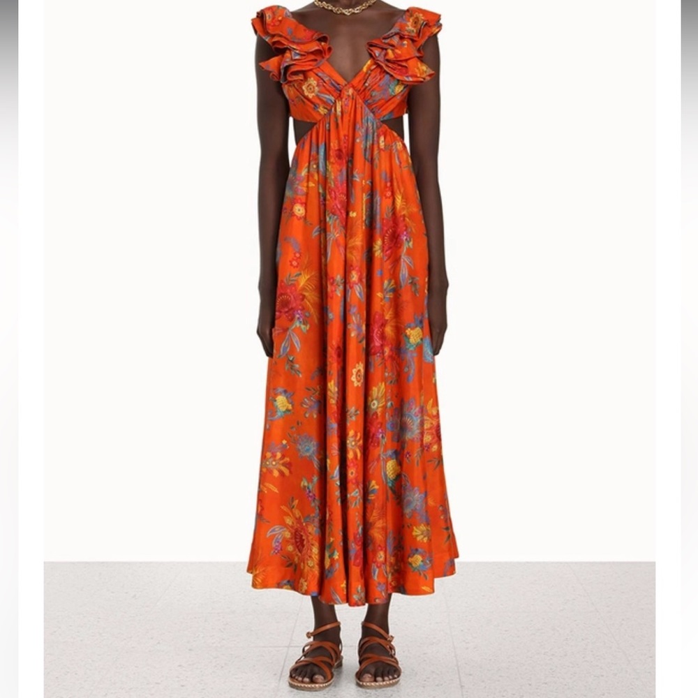 Zimmerman ginger frill midi dress - size 1